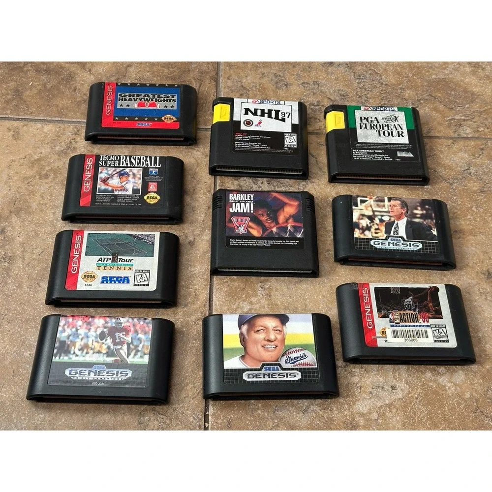Lot of  10 SEGA GENESIS SPORTS VIDEO GAME LOT NHL NFL GOLD NBA